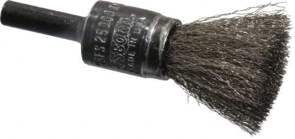 Osborn - 1/2" Brush Diam, Crimped, End Brush - 1/4" Diam Shank, 25,000 Max RPM - A1 Tooling