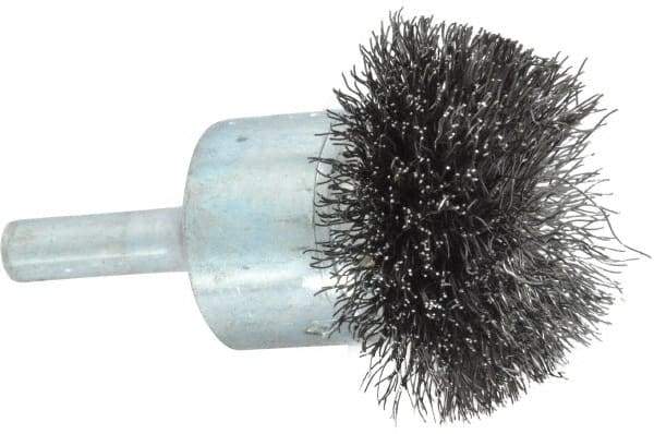 Osborn - 1-1/2" Brush Diam, Crimped, End Brush - 1/4" Diam Shank, 15,000 Max RPM - A1 Tooling