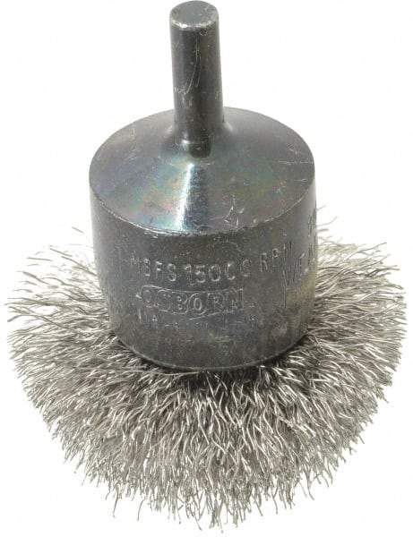 Osborn - 2" Brush Diam, Crimped, End Brush - 1/4" Diam Shank, 15,000 Max RPM - A1 Tooling