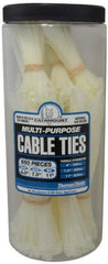 Thomas & Betts - 4 to 11 Inch Range, White Cable Ties - 3 Inch Bundle Diameter, 18, 40 and 50 Lb. Strength, Nylon - A1 Tooling