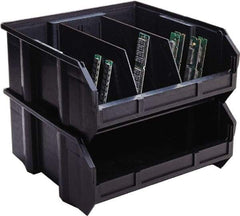 Quantum Storage - 50 Lb. Load Capacity, 10-3/4" Deep, Black Polypropylene Hopper Stacking Bin - 7" High x 8-1/4" Wide x 10-3/4" Long - A1 Tooling