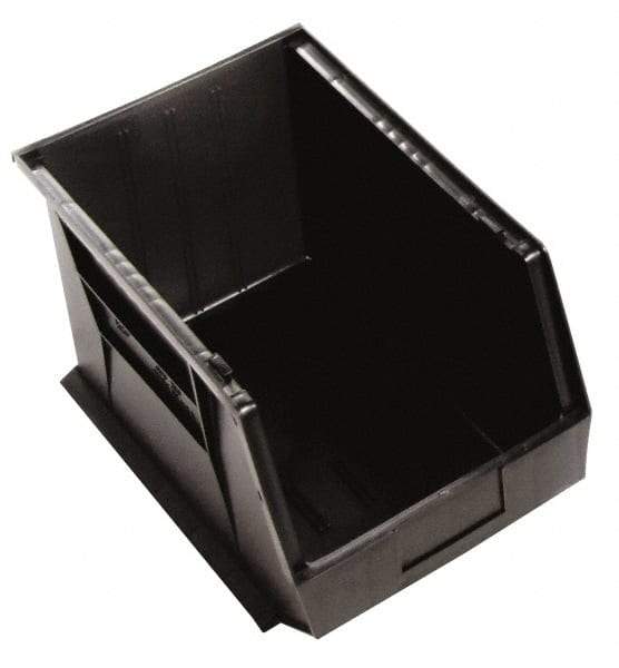 Quantum Storage - 75 Lb. Load Capacity, 16" Deep, Black Polypropylene Hopper Stacking Bin - 8" High x 11" Wide x 16" Long - A1 Tooling