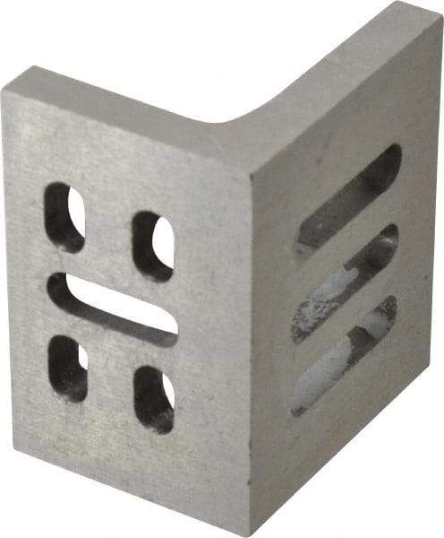 Interstate - 3" Wide x 2" Deep x 2-1/2" High Cast Iron Partially Machined Angle Plate - Slotted Plate, Through-Slots on Surface, Webbed, Single Plate - A1 Tooling