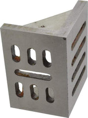 Interstate - 4-1/2" Wide x 3" Deep x 3-1/2" High Cast Iron Partially Machined Angle Plate - Slotted Plate, Through-Slots on Surface, Webbed, Single Plate - A1 Tooling