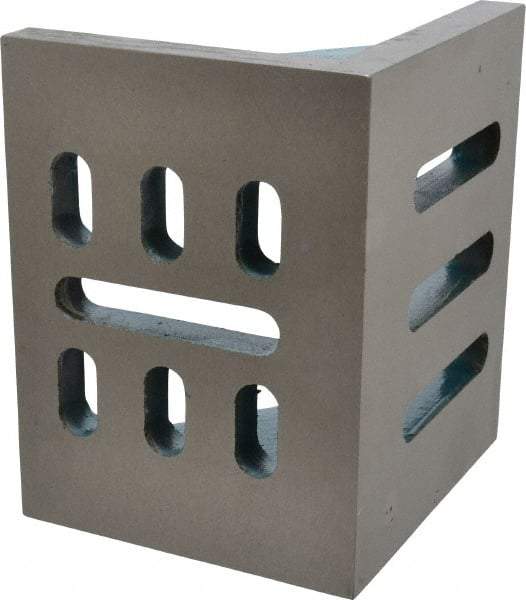 Interstate - 6" Wide x 4-1/2" Deep x 5" High Cast Iron Partially Machined Angle Plate - Slotted Plate, Through-Slots on Surface, Webbed, Single Plate - A1 Tooling