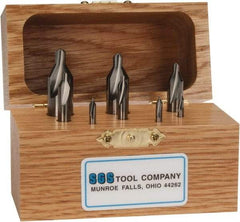 SGS - 8 Piece, #00 to 6, 1/8 to 1/2" Body Diam, 1/32 to 7/32" Point Diam, Plain Edge, Solid Carbide Combo Drill & Countersink Set - 60° Incl Angle, 1-1/2 to 3" OAL, Double End, 301 Series Compatibility - A1 Tooling