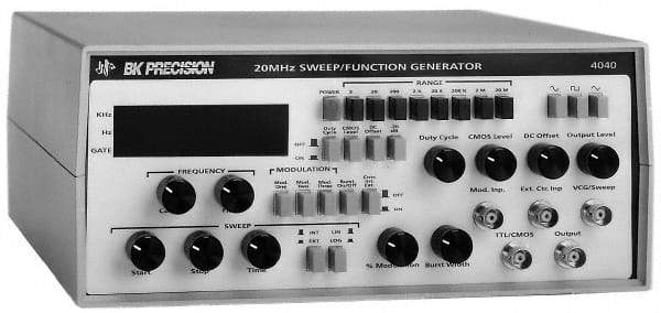 B&K Precision - 20 msec, -20 dB, AM, FM, 50 Ohm, 20 MHz Sine Wave, LED Display, Linear and Logarithmic Function Generator - 10 ppm Wave Accuracy, 20 dB Amplitude, 20 MHz Max Wave Form, Includes Instruction Manual, Output Cable with BNC to Alligator Clips - A1 Tooling