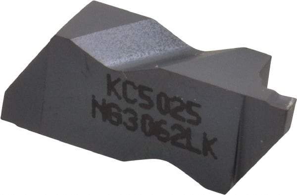 Kennametal - 3062NG K Grade KC5025, 1.58mm Cutting Width Carbide Grooving Insert - 2.39mm Max Depth of Cut, Left Hand, 0.19mm Corner Radius, TiAlN Finish - A1 Tooling