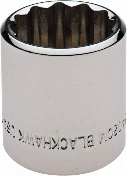 Blackhawk by Proto - 3/8" Drive, Standard Hand Socket - 12 Points, 1-13/64" OAL, Chrome Finish - A1 Tooling