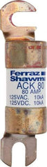 Ferraz Shawmut - 80 Amp Time Delay Round Forklift & Truck Fuse - 125VAC, 125VDC, 4.46" Long x 1" Wide, Bussman ACK80, Ferraz Shawmut ACK80 - A1 Tooling