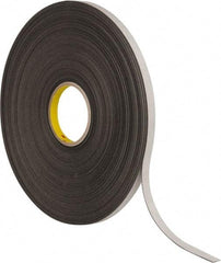 3M - 1/2" x 72 Yd Rubber Adhesive Double Sided Tape - 1/32" Thick, Black, Polyethylene Foam Liner, Continuous Roll, Series 4462B - A1 Tooling