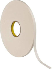 3M - 1/2" x 72 Yd Rubber Adhesive Double Sided Tape - 1/32" Thick, White, Polyethylene Foam Liner, Continuous Roll, Series 4462W - A1 Tooling