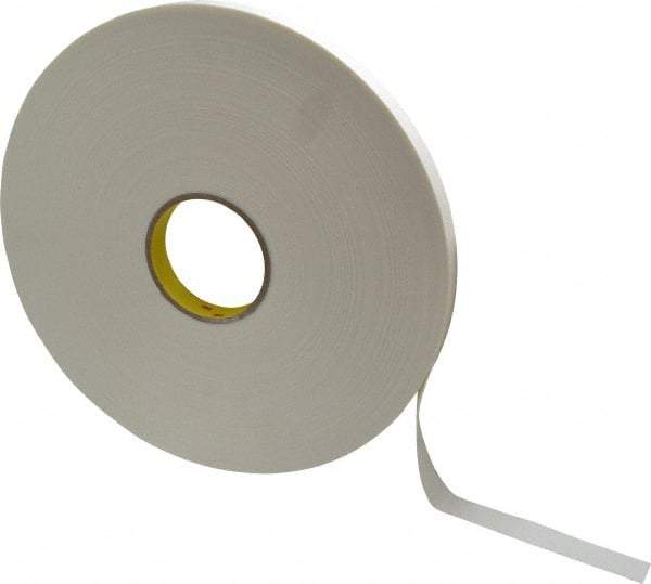 3M - 3/4" x 72 Yd Rubber Adhesive Double Sided Tape - 1/32" Thick, White, Polyethylene Foam Liner, Continuous Roll, Series 4462W - A1 Tooling