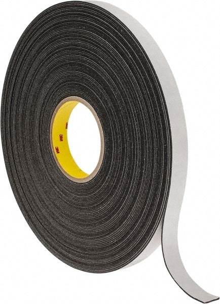 3M - 3/4" x 36 Yd Rubber Adhesive Double Sided Tape - 1/16" Thick, Black, Polyethylene Foam Liner, Continuous Roll, Series 4466B - A1 Tooling