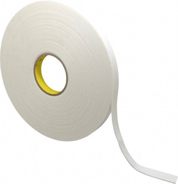 3M - 3/4" x 36 Yd Rubber Adhesive Double Sided Tape - 1/16" Thick, White, Polyethylene Foam Liner, Continuous Roll, Series 4466W - A1 Tooling