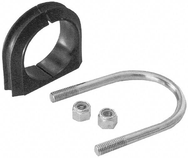 ZSI - 3" Pipe, Steel U Bolt Clamp with Cushion - Electro Galvanized, 1" Panel Thickness, 5.6"x4.55"x1.24" - A1 Tooling