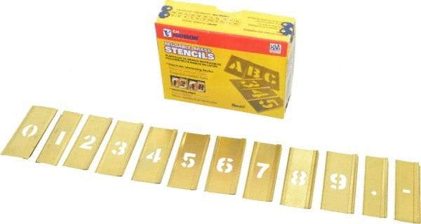 C.H. Hanson - 15 Piece, 1/2 Inch Character Size, Brass Stencil - Contains Figure Set - A1 Tooling