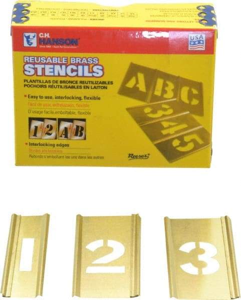 C.H. Hanson - 15 Piece, 1 Inch Character Size, Brass Stencil - Contains Figure Set - A1 Tooling