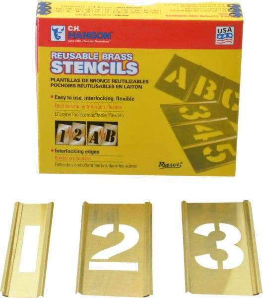 C.H. Hanson - 15 Piece, 2 Inch Character Size, Brass Stencil - Contains Figure Set - A1 Tooling