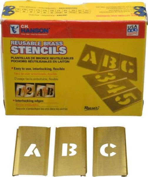 C.H. Hanson - 33 Piece, 1/2 Inch Character Size, Brass Stencil - Contains Letter Set - A1 Tooling