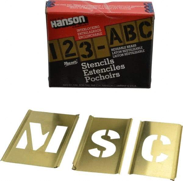 C.H. Hanson - 33 Piece, 1-1/2 Inch Character Size, Brass Stencil - Contains Letter Set - A1 Tooling