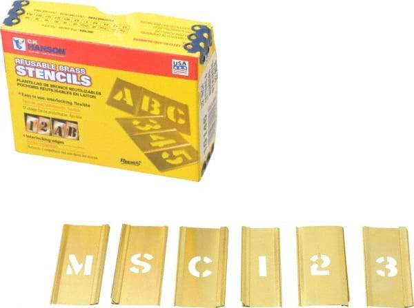 C.H. Hanson - 92 Piece, 1/2 Inch Character Size, Brass Stencil - Contains Three A Fonts - A1 Tooling