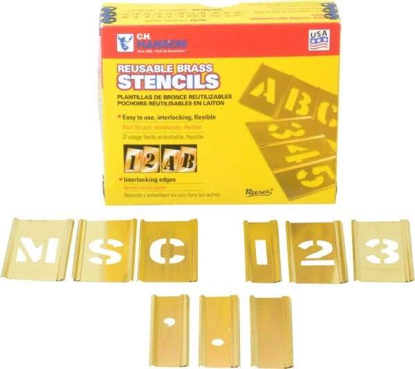 C.H. Hanson - 92 Piece, 1 Inch Character Size, Brass Stencil - Contains Three A Fonts - A1 Tooling