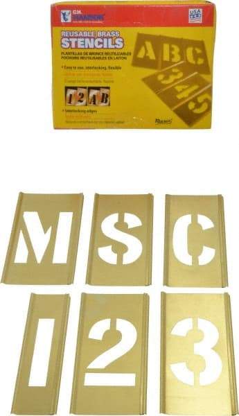 C.H. Hanson - 92 Piece, 2-1/2 Inch Character Size, Brass Stencil - Contains Three A Fonts - A1 Tooling