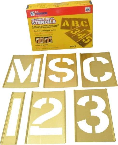 C.H. Hanson - 92 Piece, 5 Inch Character Size, Brass Stencil - Contains Three A Fonts - A1 Tooling