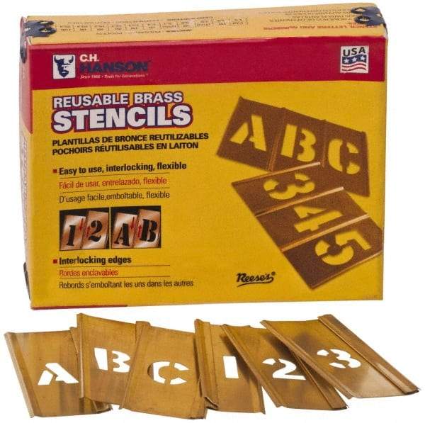 C.H. Hanson - 45 Piece, 2-1/2 Inch Character Size, Brass Stencil - A1 Tooling