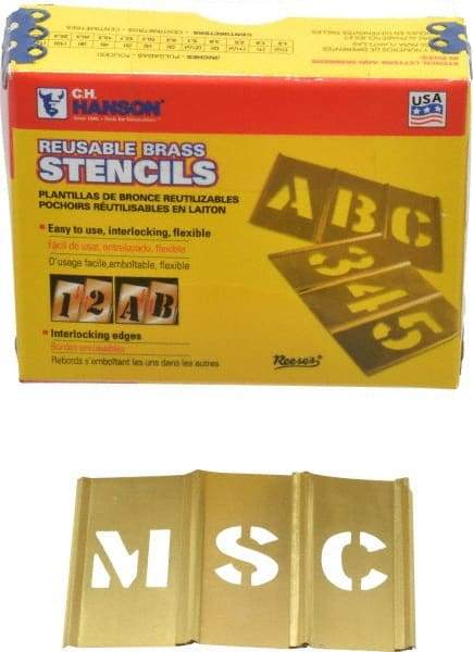 C.H. Hanson - 45 Piece, 3/4 Inch Character Size, Brass Stencil - A1 Tooling