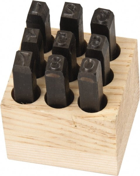 Made in USA - 9 Piece, 1/4" Character Steel Stamp Set - A1 Tooling