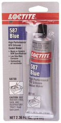 Loctite - 70 mL Tube Blue RTV Silicone Gasket Sealant - 500°F Max Operating Temp, 30 min Tack Free Dry Time, 24 hr Full Cure Time, Series 587 - A1 Tooling