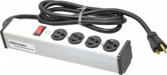 Wiremold - 4 Outlets, 120 Volts, 20 Amps, 6' Cord, Power Outlet Strip - Free Hanging Mount, 5-20 NEMA Configuration, 10-3/4" Strip, cULus Listed - A1 Tooling