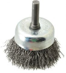 Osborn - 1-3/4" Diam, 1/4" Shank Diam, Steel Fill Cup Brush - 0.0118 Wire Diam, 1/2" Trim Length, 13,000 Max RPM - A1 Tooling