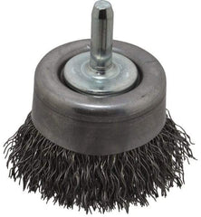 Osborn - 2" Diam, 1/4" Shank Diam, Steel Fill Cup Brush - 0.014 Wire Diam, 5/8" Trim Length, 10,500 Max RPM - A1 Tooling