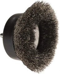 Osborn - 2-1/2" Diam, 1/4" Shank Diam, Stainless Steel Fill Cup Brush - 0.008 Wire Diam, 5/8" Trim Length, 4,500 Max RPM - A1 Tooling