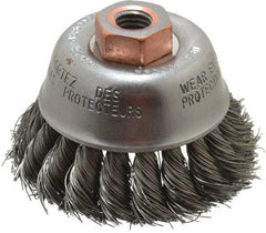 Osborn - 2-3/4" Diam, 1/2-13 Threaded Arbor, Steel Fill Cup Brush - 0.014 Wire Diam, 14,000 Max RPM - A1 Tooling