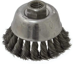 Osborn - 2-3/4" Diam, 5/8-11 Threaded Arbor, Steel Fill Cup Brush - 0.014 Wire Diam, 14,000 Max RPM - A1 Tooling