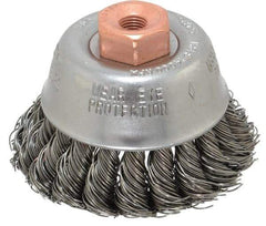 Osborn - 2-3/4" Diam, 3/8-24 Threaded Arbor, Steel Fill Cup Brush - 0.02 Wire Diam, 14,000 Max RPM - A1 Tooling