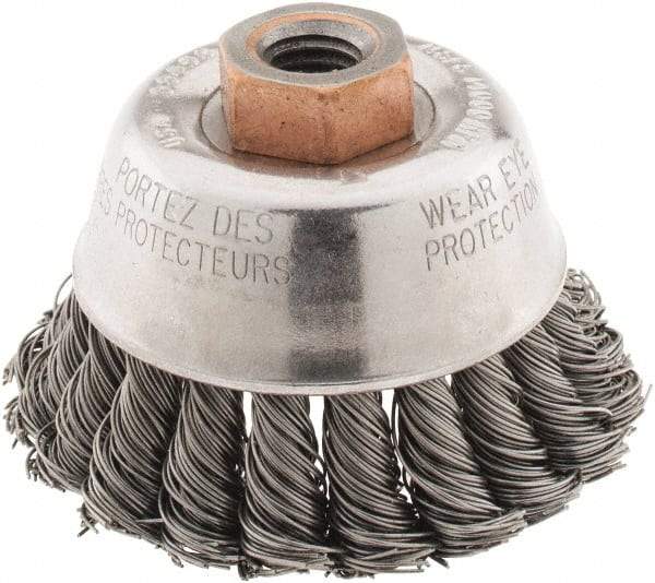 Osborn - 2-3/4" Diam, 1/2-13 Threaded Arbor, Steel Fill Cup Brush - 0.02 Wire Diam, 14,000 Max RPM - A1 Tooling