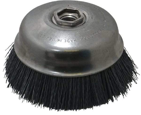 Osborn - 4" Diam, 5/8-11 Threaded Arbor Straight Wire Silicon Carbide Cup Brush - Extra Fine Grade, 1-1/2" Trim Length, 6,000 Max RPM - A1 Tooling