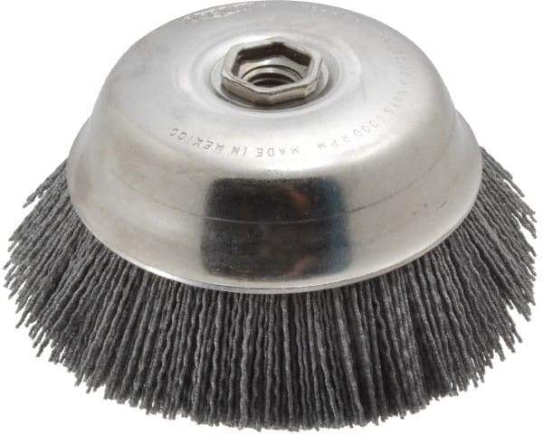 Osborn - 6" Diam, 5/8-11 Threaded Arbor Straight Wire Silicon Carbide Cup Brush - Medium Grade, 1-1/2" Trim Length, 6,000 Max RPM - A1 Tooling