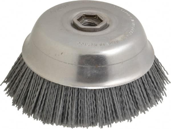 Osborn - 6" Diam, 5/8-11 Threaded Arbor Straight Wire Silicon Carbide Cup Brush - Fine Grade, 1-1/2" Trim Length, 6,000 Max RPM - A1 Tooling