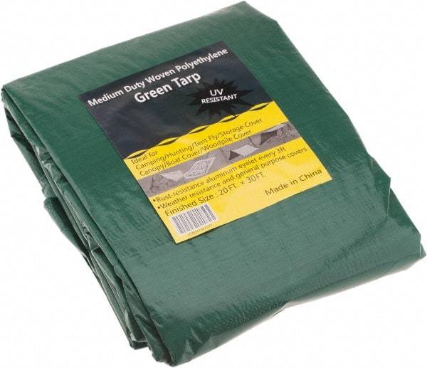 Value Collection - 30' Long x 20' Wide Polyethylene Tarp & Dust Cover - Green, 9 to 10 mil Thickness - A1 Tooling