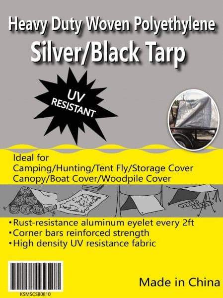 Value Collection - 40' Long x 30' Wide Polyethylene Tarp & Dust Cover - Black & Silver, Grommet, 11 to 12 mil Thickness - A1 Tooling