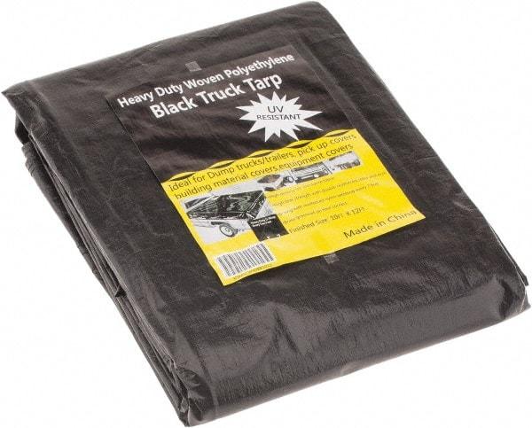 Value Collection - 12' Long x 10' Wide Polyethylene Tarp & Dust Cover - Black, Grommet, 11 to 12 mil Thickness - A1 Tooling