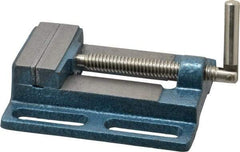 Interstate - 3-3/8" Jaw Opening Capacity x 3/4" Throat Depth, Horizontal Drill Press Vise - 3" Wide x 3/4" High Jaw, Stationary Base, Standard Speed, 7.28" OAL x 1.77" Overall Height, Cast Iron - A1 Tooling