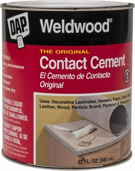 DAP - 32 oz Can Tan Contact Adhesive - 15 min Working Time, Bonds to Cardboard, Concrete, Metal, Paper, Particle Board, Rubber & Wood - A1 Tooling