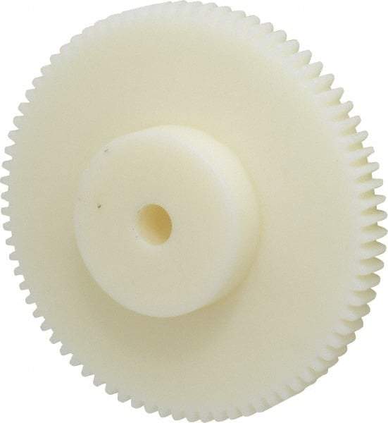 Poly Hi Solidur - 16 Pitch, 5" Pitch Diam, 5-1/8" OD, 80 Tooth Spur Gear - 1/2" Face Width, 1/2" Bore Diam, 2-1/4" Hub Diam, 14.5° Pressure Angle, Nylon - A1 Tooling